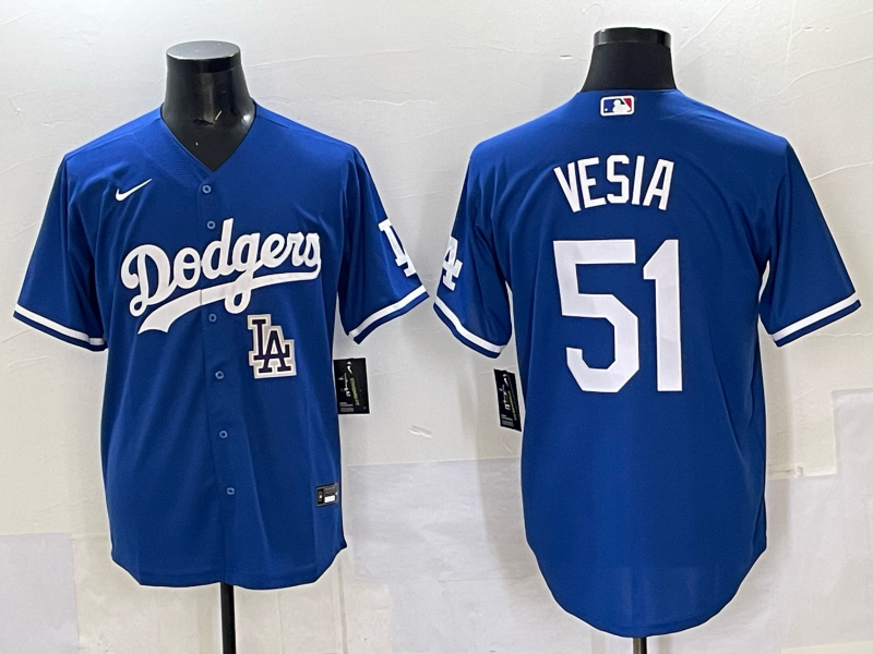 Men Los Angeles Dodgers 51 Vesia Blue Nike MLB 2025 Jersey style 08